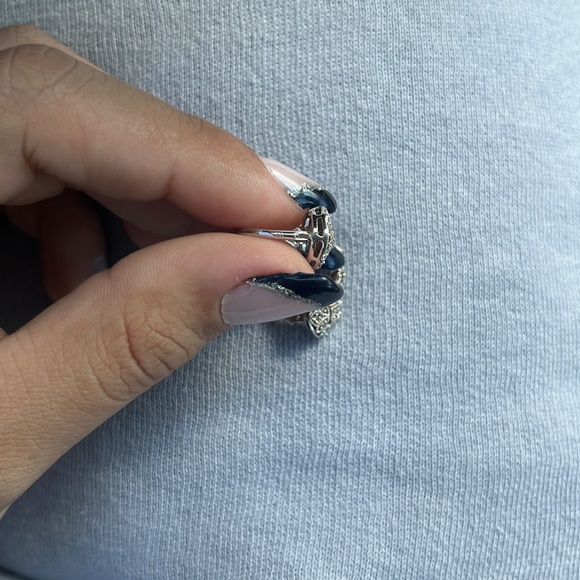 14kt White Gold Diamond Openwork Drop Earrings - Picture 4 of 7